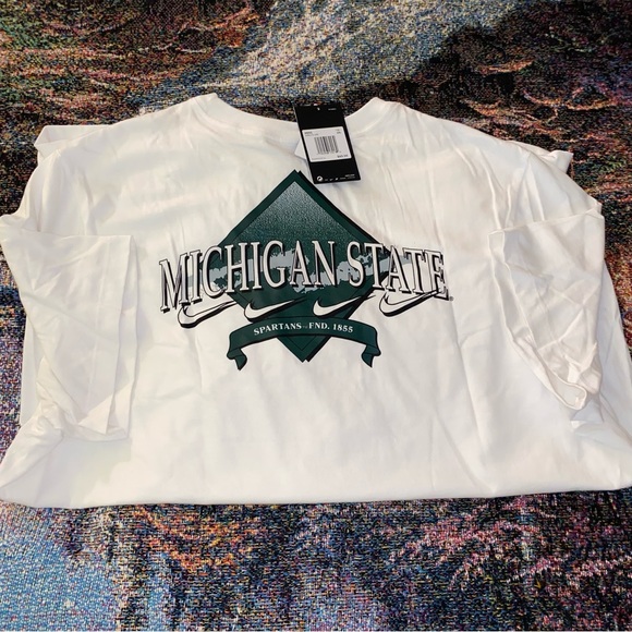 Nike Michigan State Spartans Standard Fit T-Shirt White Size 2XL (DH4170-100) - Picture 4 of 5
